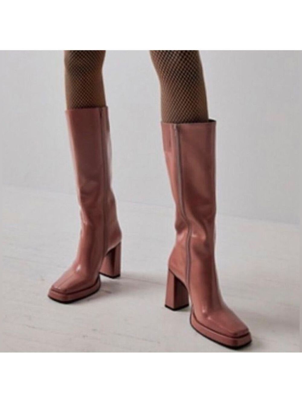 Jeffrey Campbell Maximal Block Heel Platform Knee High Boots in Pink - NWT